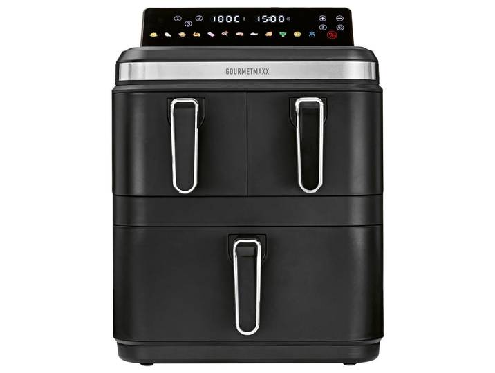 Gourmetmaxx HEIßLUFTFRITTEUSE GOURMETmaxx, Schwarz, Edelstahl, Metall, Kunststoff, 17 L, 37.5x43x37.7 cm, antihaftbeschichteter Innenbehälter, Timer, Heißlufttechnologie, Programm wählbar, Display, Touchscreen, Küchengeräte, Heißluftfritteusen