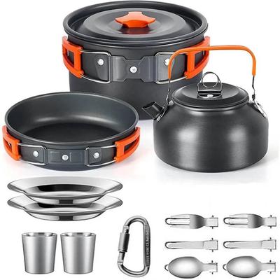 Uplift Essentials Camping Cookware Set Outdoor Cooking Pots Pans Teapot Travel Tableware For 2 To 3 People set 7