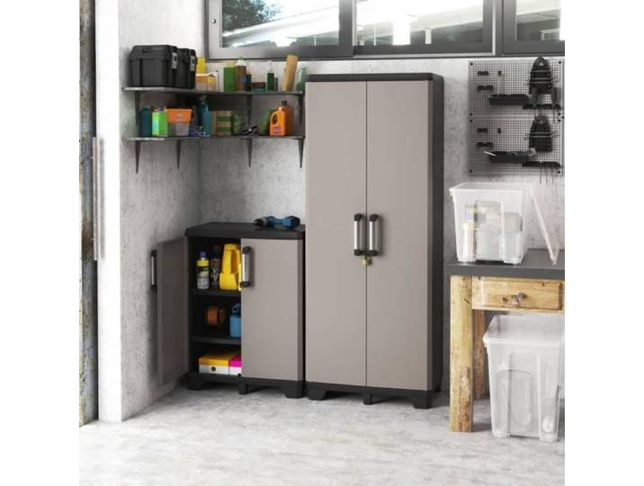 Keter Armoire de rangement avec étagères Pro noir et gris 445037