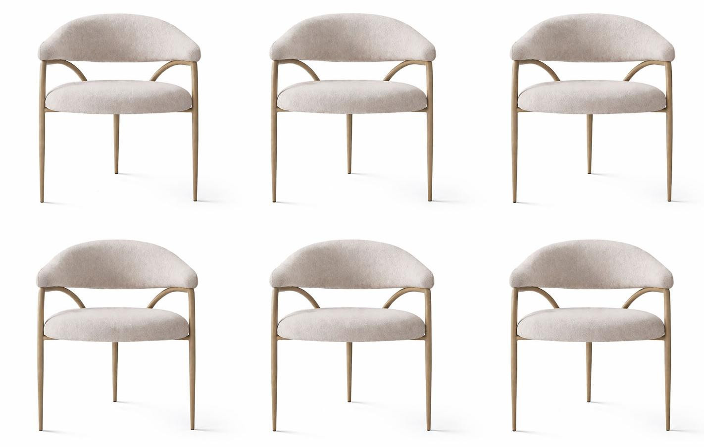 JVmoebel Beige stoelset met bekleding voor de eetkamer