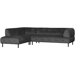 Ecksofa Lloyd Samtbezug, modernes Design, links, schwarz, komfortabel für 4–5 Personen