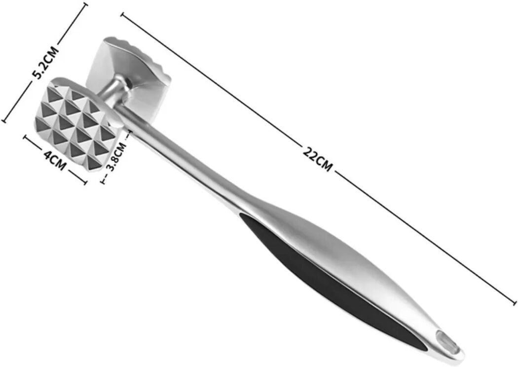 INF Doppelseitiger Fleischklopfer - Fleischhammer aus Edelstahl zum Zartmachen und Aromatisieren