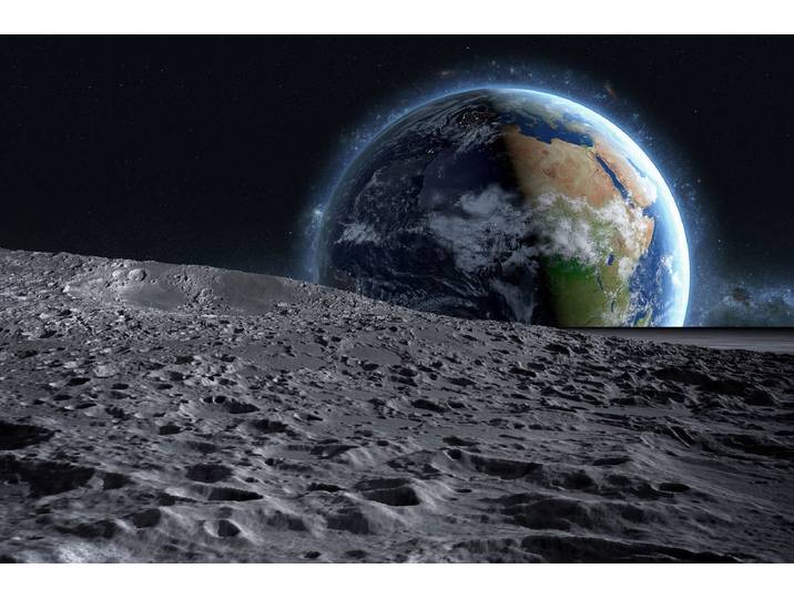 Fototapete PAPERMOON Mond und Erde , bunt, B:2m L:1,49m, Vlies, Tapeten, Fototapete
