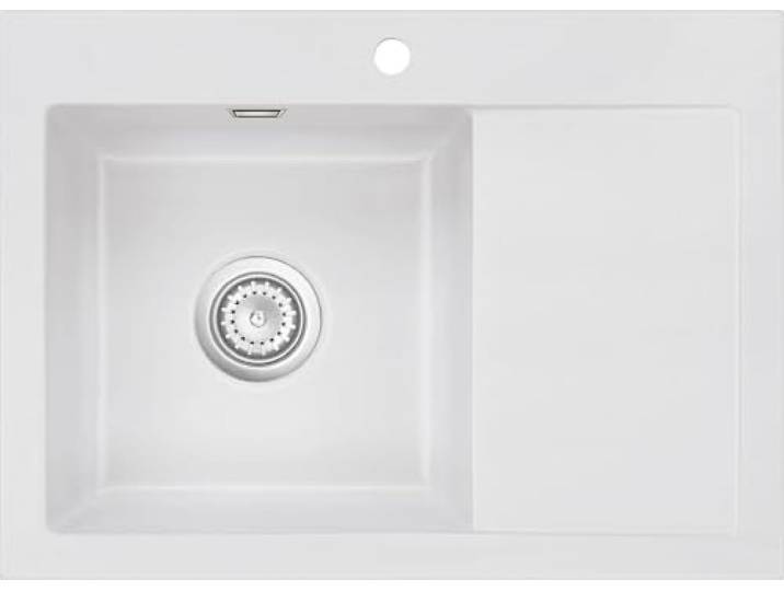 Flächenbündige Spüle MERA 70 F SATIN mit Becken links u. Handbetätigung