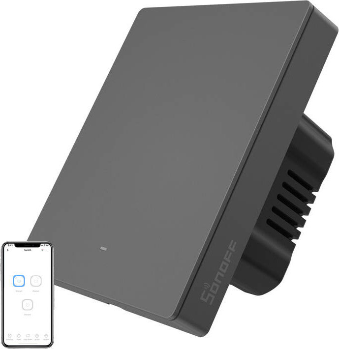 SONOFF M5-1C-80 Slimme WiFi-wandschakelaar, 1-kanaals, grafietkleur