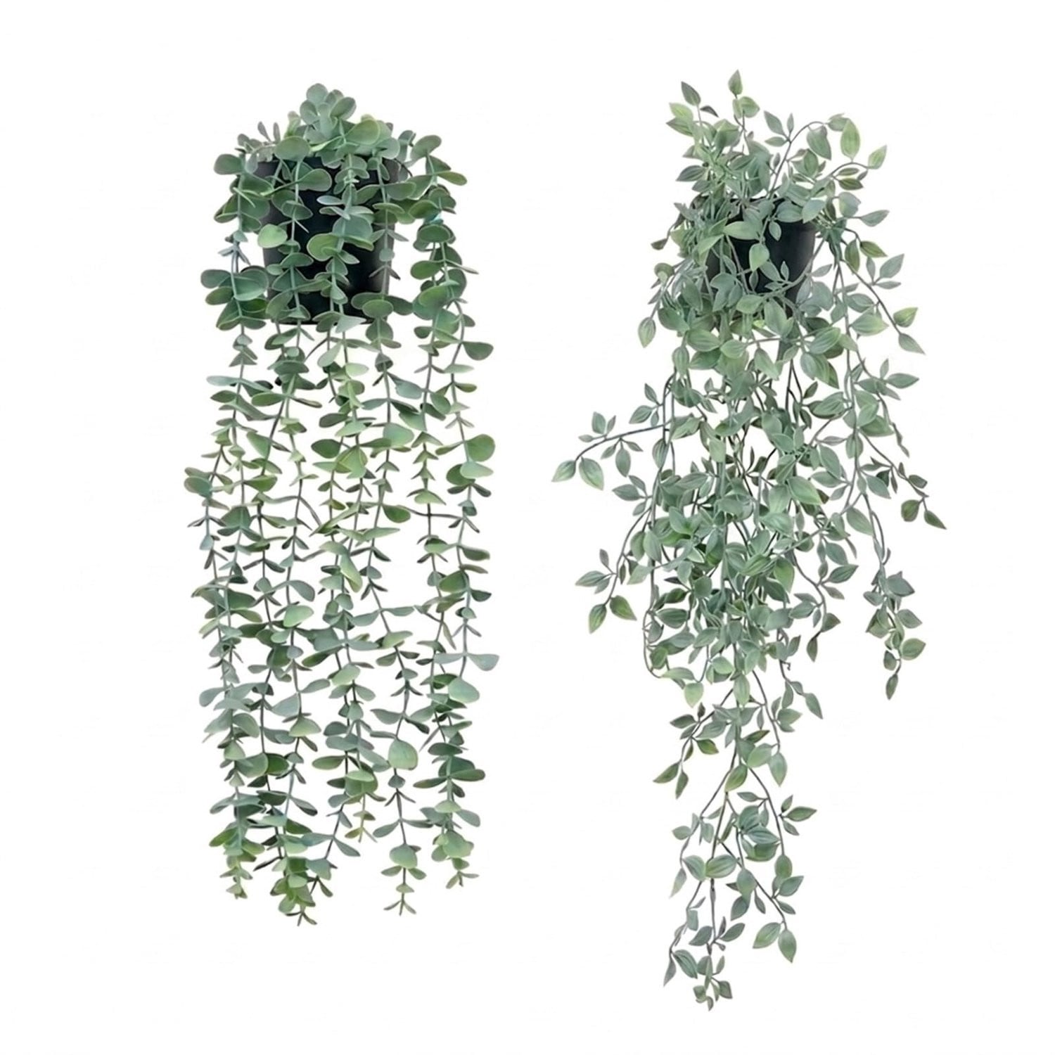 Set van 2 kunstplanten in zwarte potten