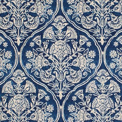Kerridge Damask Indigo Fabric by The Yard - Ballard Designs