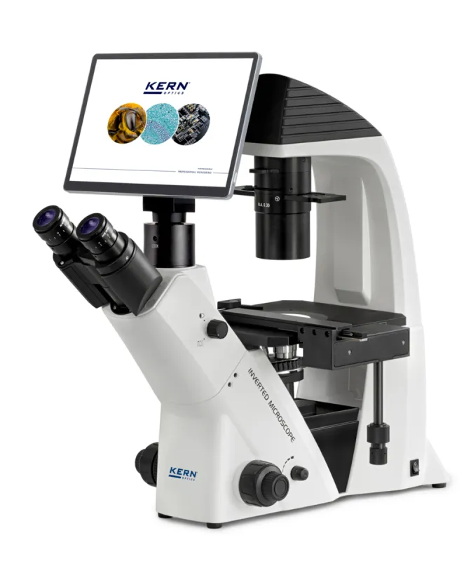 Kern & Sohn GmbH Inverses Digitalmikroskop mit 4K-Tablet-Kamera, Objektive Infinity Plan 4x, 10x, 20x, 40x, 100x OCM162T251