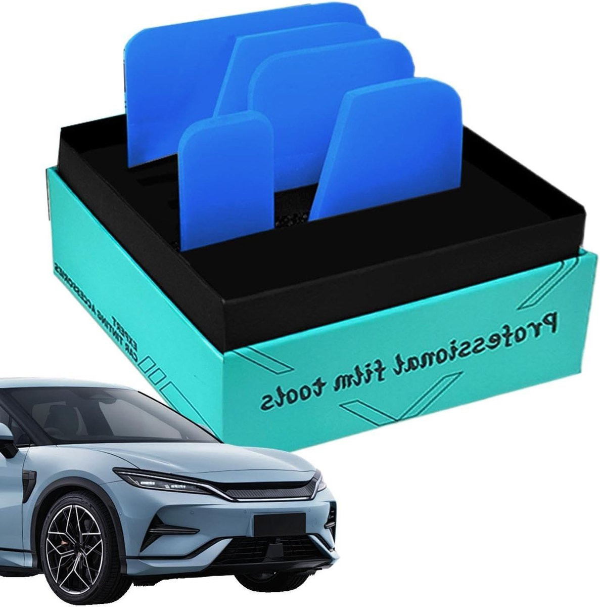 Raamtint Gereedschap Folieschraper Set Blauw - 5 Delige Kit voor Vinyl Applicatie