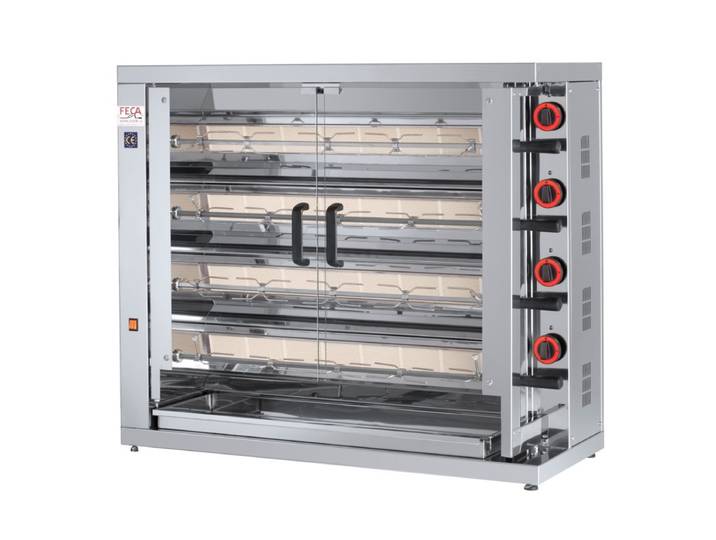 Rôtissoire Gaz 24 Poulets - 4 Broches - 26 000 Kcal/h - 420 Eko - Feca