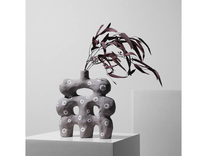 Vase à fleurs en céramique à pois créatifs, vase à fleurs à double oreille, artisanat d'art de salon, ornement d'hôtel, bureau de vente