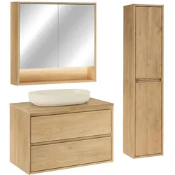 BADMÖBEL 80cm Edmé 2er-Set Holz