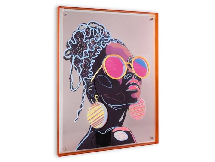 Mirrors & More Amira 83420117 Tableau LED en verre acrylique multicolore Abricot