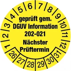 Dreifke® Prüfplakette, DGUV Information 202-021 Nächster Prüfter - 30 mm Folie selbstklebend, 10 St