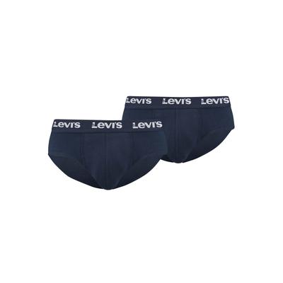 Slip LEVI'S "Slip Repeat Logo Brief 2P 2er Pack", Herren, Gr. M, blau (dunkelblau), Obermaterial: 95% Baumwolle CO. 5% Elasthan EL., Unterhosen Slip
