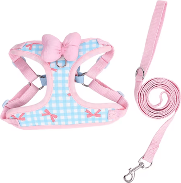 Inspire Curations BowCharm Reflective Small Dog Harness Vest With Leash Breathable & Secure Outdoor Fit blue xl