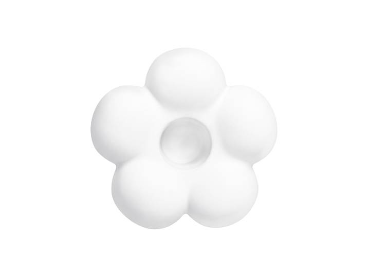 QUVIO Kandelaar bloemvorm - Klein - Keramiek - ø8,7 cm - Wit
