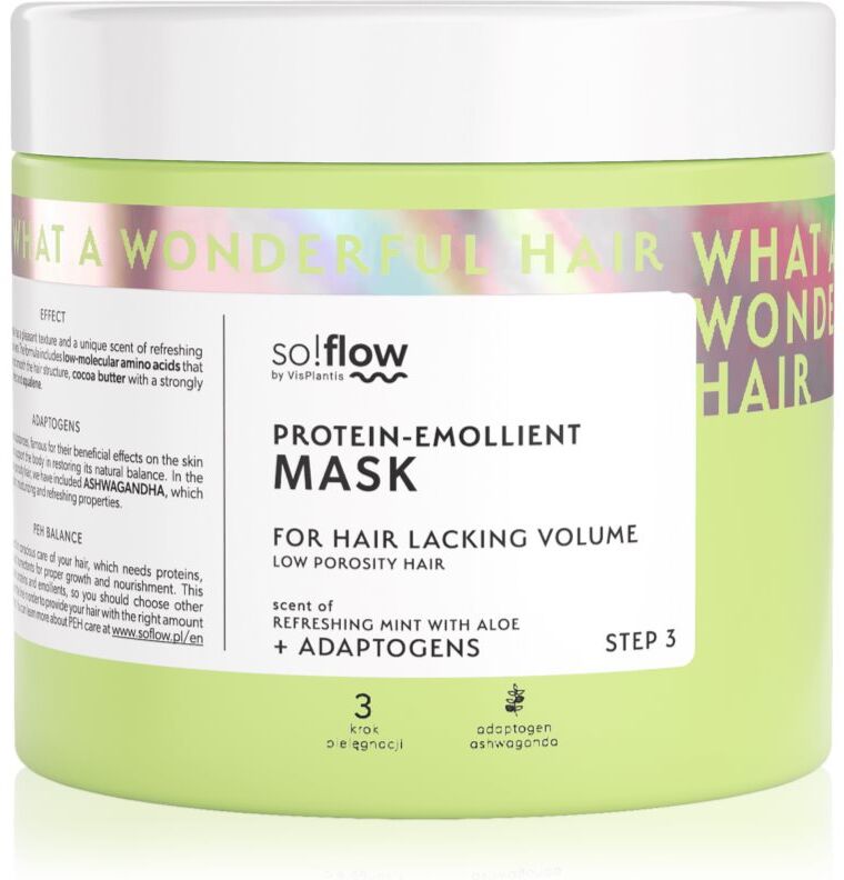 so!flow Low Porosity Hair Protein-Emollient Mask masque pour cheveux sans volume 400 ml