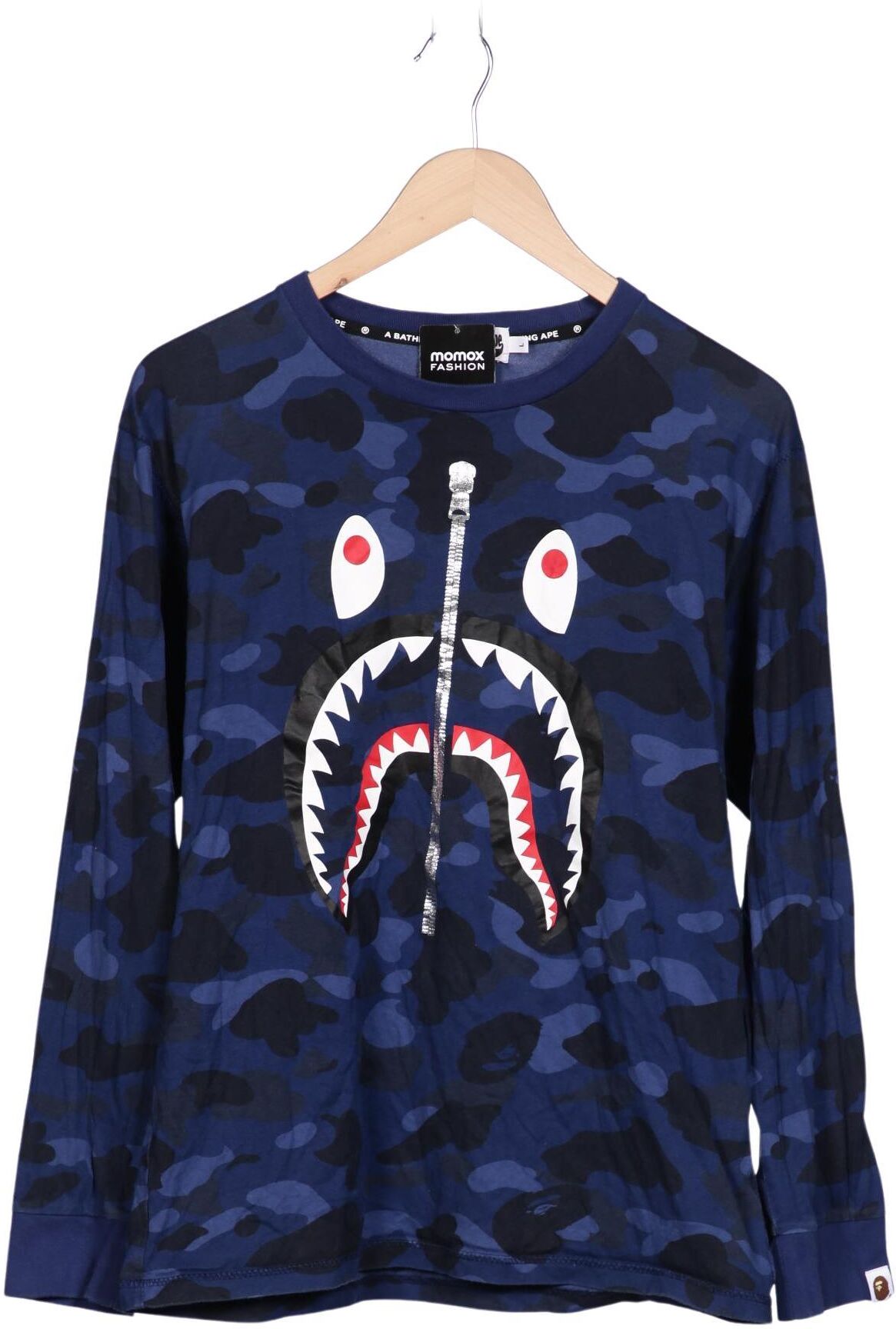 A Bathing Ape Herren Langarmshirt, Marineblau, Gr. L, Baumwolle - Second Hand