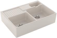 Villeroy & Boch 632391KR Spülstein Doppelbecken Crema Keramikspüle Handbetätigung Spülstein 90 cm Unterschrank