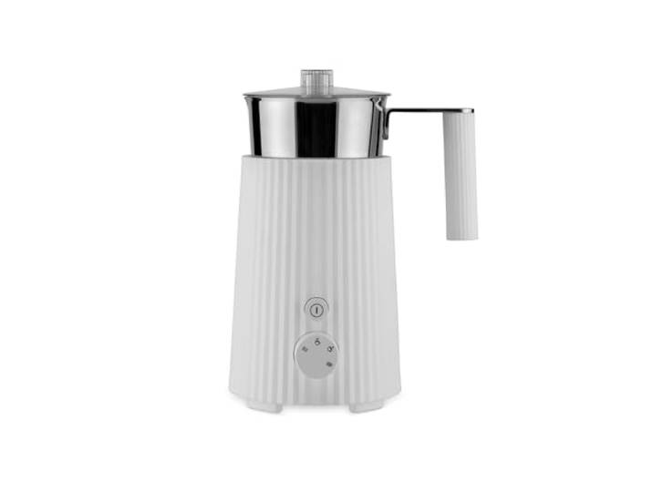 Alessi Plissé - Multifunktions-Milchaufschäumer mit Induktion, 600 W, Weiß Milchaufschäumer, entworfen von Michele De Lucchi, mit Edelstahlkanne, für Milchschaum und Kakao