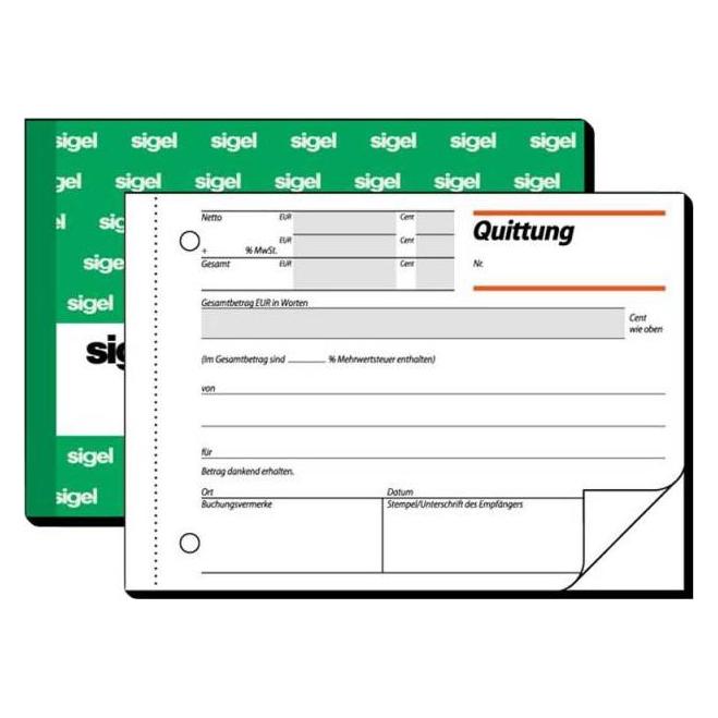 Sigel Quittungsblock DIN A6 quer nicht selbstdurchschreibend 2 Durchschläge 2x50 Bl. (QU625)