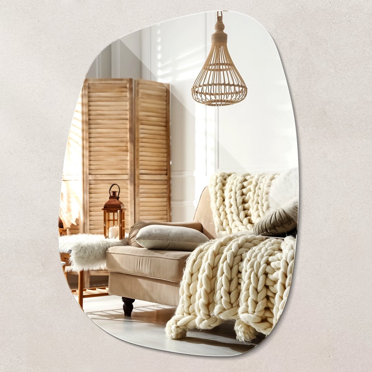 Wallfluent Wandspiegel Spetter - Organische Asymmetrische Spiegel voor Badkamer, Toilet of Woonkamer - 78,5 x 57 cm