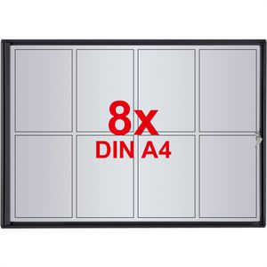 Showdown-Displays Schaukasten Economy, schwarz, innen, 8 x A4 (A1), magnetisch, extraflach, abschließbar