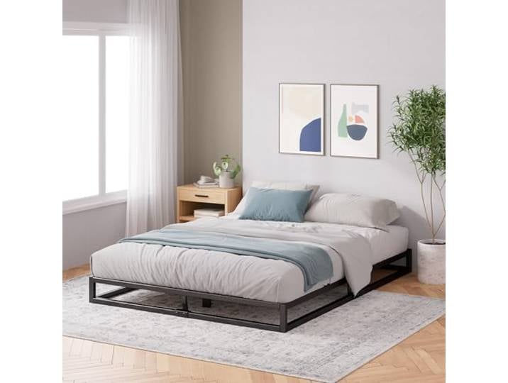 Zinus Joseph Bettgestell 140x200 cm - Metallbett 140x200 mit Lattenrost aus Holz - 15 cm Niedrige Bauweise - Kompakte Verpackung & Einfache Montage - Schwarz