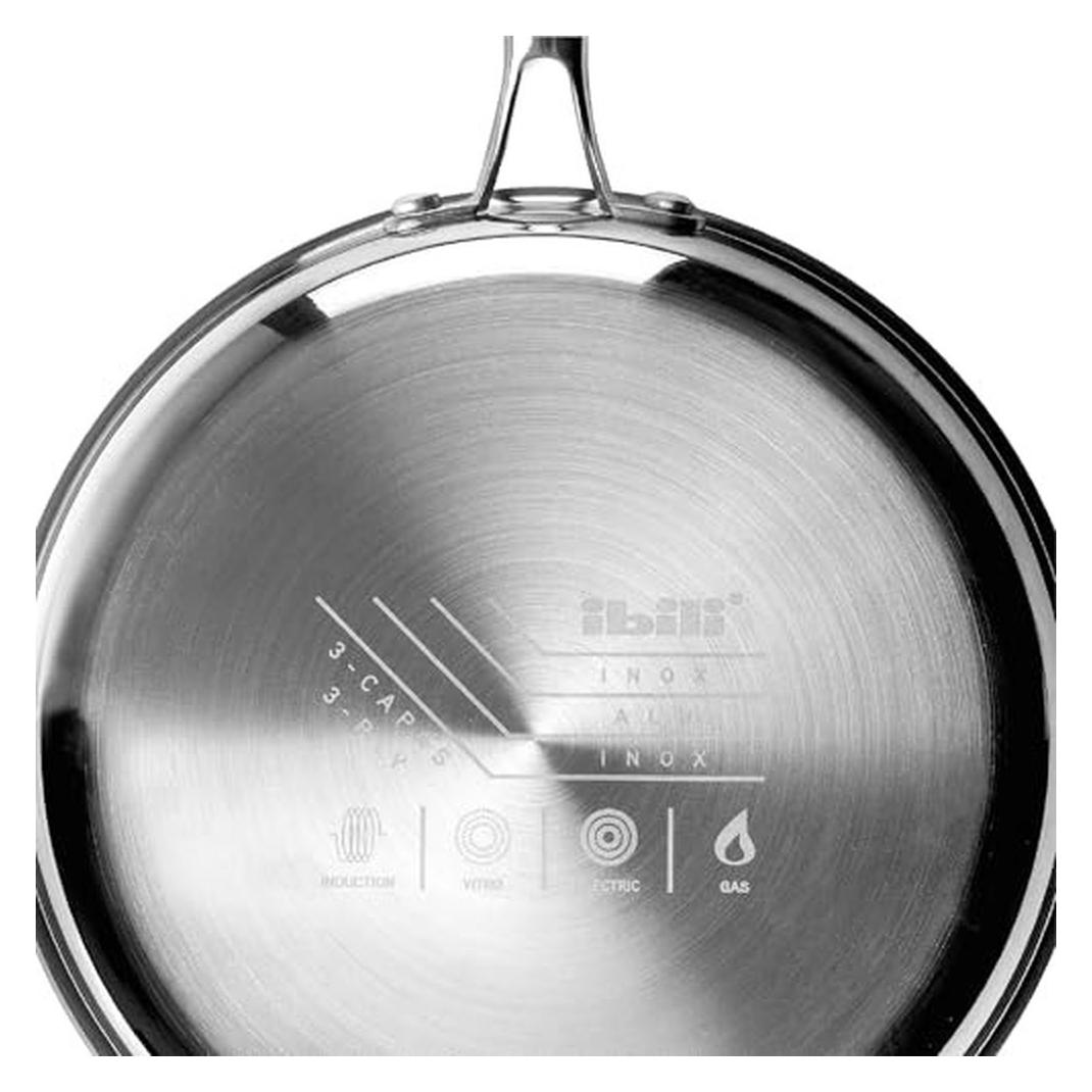 Ibili Schmorpfanne Triply natural 28 cm Ideal zum Braten und Schmoren, gleichmässige Hitzeverteilung (653028)