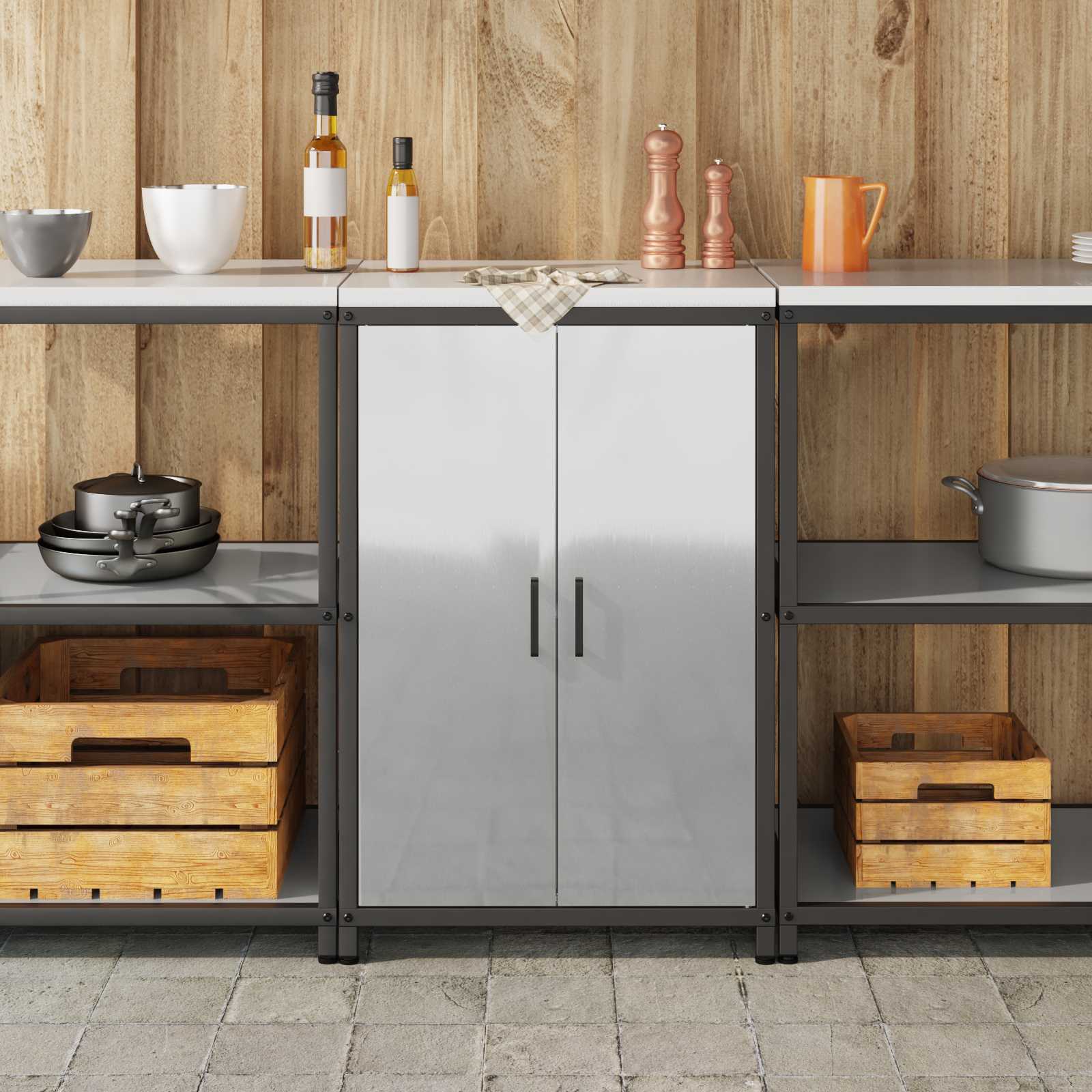 vidaXL Meuble de rangement de cuisine HATTEM Argenté 60 x 50 x 92 cm