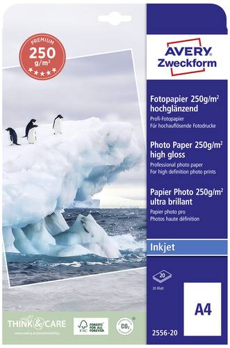 Avery-Zweckform Premium Photo Paper Inkjet 2556-20 Fotopapier DIN A4 250 g/m² 20 Blatt Hochglänzend