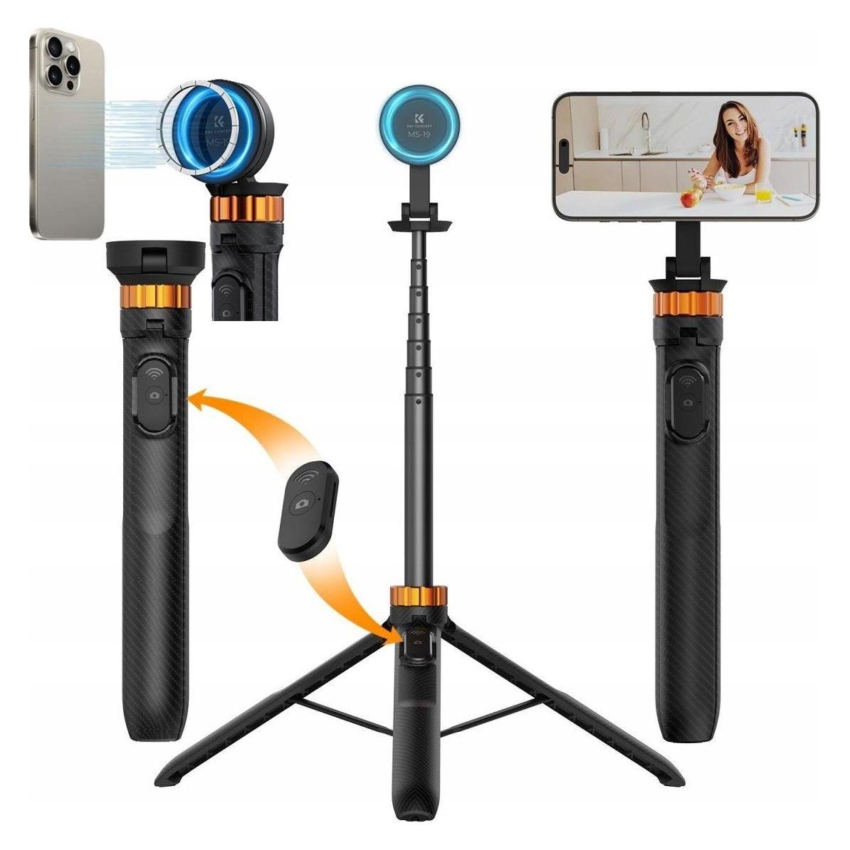 K&F Concept Kijek Selfie Stick Statyw 162cm Na Magnes Magsafe Telefon Smartfon + Pilot / Kf09.139 (47268437)