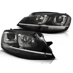 Scheinwerfer U-Tube LED Tagfahrlicht passend für VW Golf 7 Bj. 12-16 Schwarz Chrom