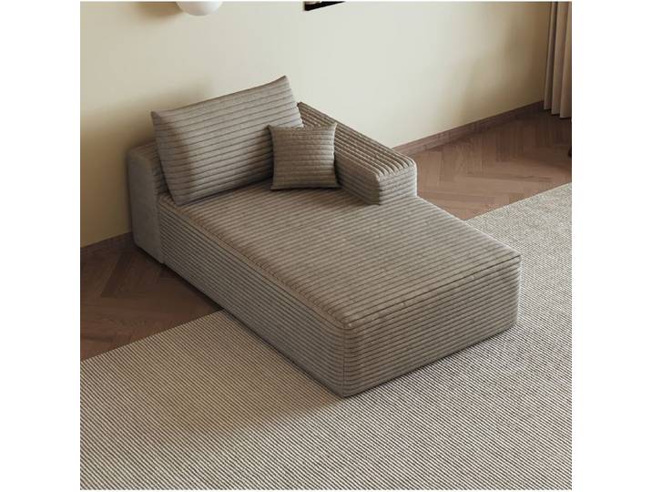 Canapé modulable convertible chaise lounge droite EVRYAE 175 x 95 x 83 cm velours côtelé camel
