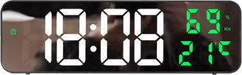 Uplift Curations TimeMax 9 Inch LED Digital Wall Clock With Temperature & Humidity Display mirror Green Temp