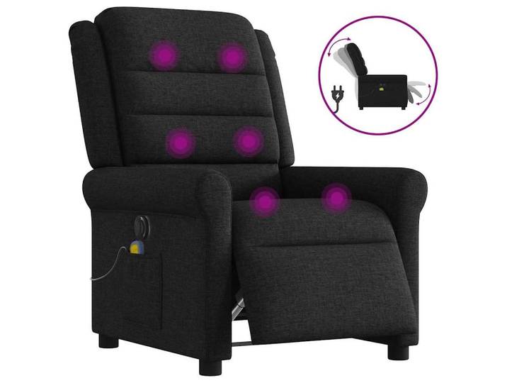 vidaXL Massagesessel, Massagesessel Elektrisch Schwarz Stoff