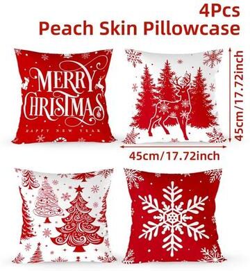 Uplift Treasures Merry Christmas Decorative Cushion Cover Set 4pcs Holiday Pillow Cases k