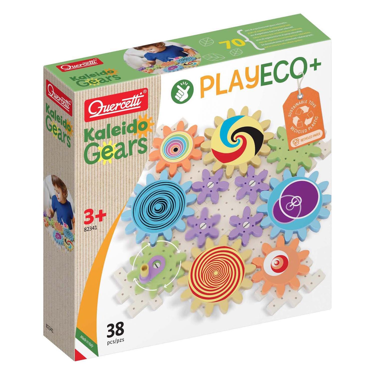 Quercetti PlayEco+ Kaleido Gears Bausatz mit Zahnrädern aus recyceltem Kunststoff (82341)