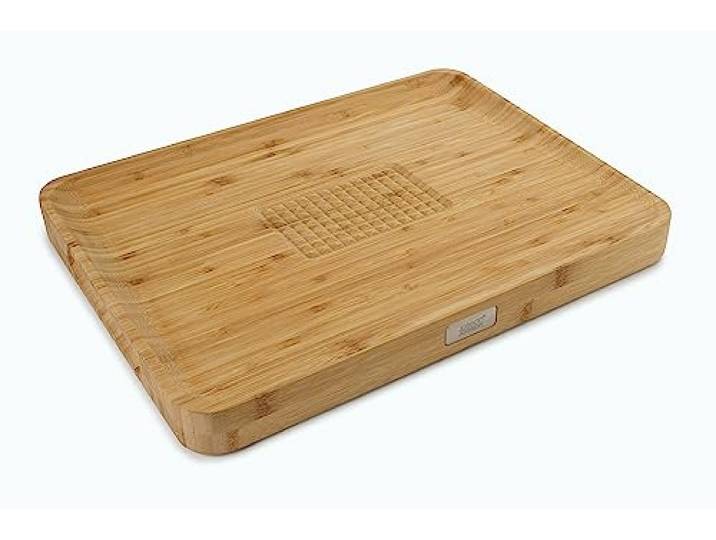 Joseph Joseph - Planche à Découper Bambou Naturel\, bois de bambou\, avec Grip Central et Bord Relevé pour récupérer le jus - Marron-Beige