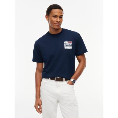 T-Shirt TOMMY JEANS "TJM RELAXED OUTDOORS", Herren, Gr. L, blau (dunkelblau), Single Jersey, Obermaterial: 100% Baumwolle, relaxed fit, Rundhals, Shirts T-Shirt