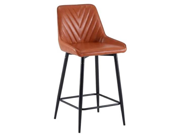 twwhyg Industrieller Barhocker aus Kunstleder mit Rückenlehne, gepolsterter hoher Esszimmerstuhl for die Frühstücksbar auf der Küchentheke, auf der Kneipeninsel(Brown,Set of 1)