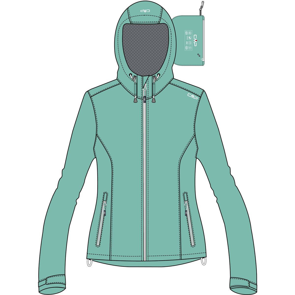 CMP Woman Jacket FIX Hood acqua (L430) 42 39X6636-L430-42