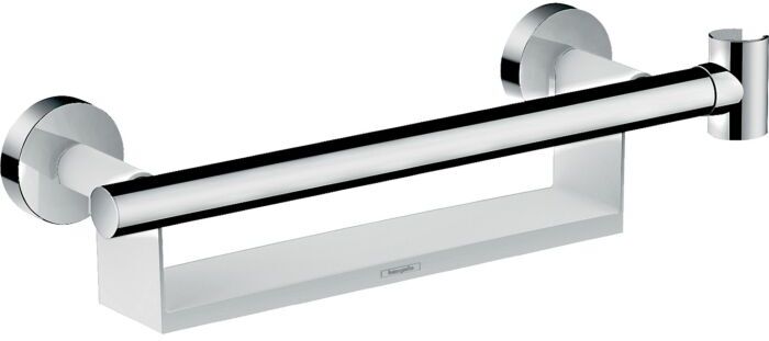 Hansgrohe Comfort Haltegriff 26328400 weiß/chrom, mit Ablage und Brausehalter