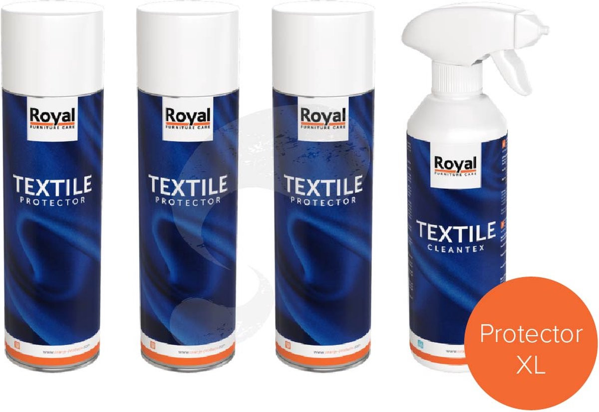 Royal Furniture Care Protector XL set met 3 x 500ml textile protector en 1 x Cleantex