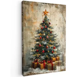 LEINWANDBILD Weihnachtsbaum - Vintage - Weihnachten - Geschenk Wanddeko 40x60 cm