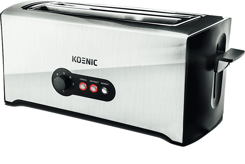 Tostadora - KOENIC KTO 4331 M, 1600 W, 4 rebanadas, Descongelación, Plata