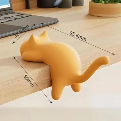 Inspired Finds Cat Shaped Desk Side Backpack Hook No Punch Strong Load Bearing Foldable Hanger 1 Or 2pcs yellow
