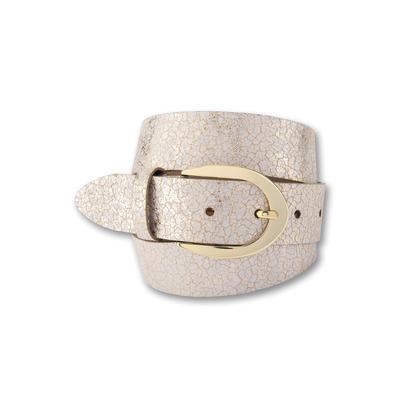 Ledergürtel BERND GÖTZ "Ledergürtel mit Metallicprint und Glanzeffekten", Damen, Gr. 100, beige (beige, gold), Rindsleder, Gürtel Ledergürtel