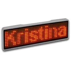 LED Name Tag, 11x44 Pixel, USB-C - Rahmen: silber - LED: orange